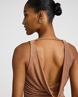 Shine Cowl Neck Sleeveless Ruched Maxi Dress - image 2