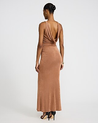 Shine Cowl Neck Sleeveless Ruched Maxi Dress - image 3