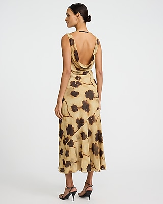 Floral Cowl Neck Sleeveless Maxi Dress