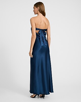 Satin Strapless Bow Back Maxi Dress - image 3