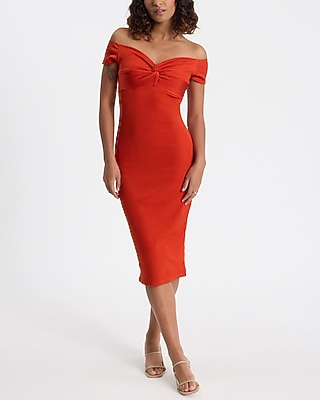 ribbed off the shoulder midi dress Sweep Me Away Ribbed Off Shoulder Midi Dress