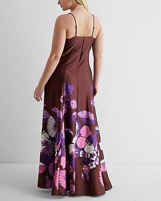 Satin Floral Twist Front Maxi Dress | Express
