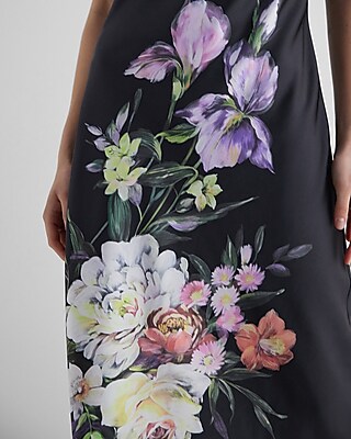 Satin Floral Lace Trimmed Midi Slip Dress - image 3