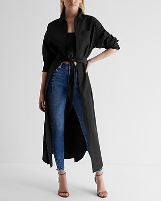 Boyfriend Poplin Portofino Maxi Shirt Dress | Express