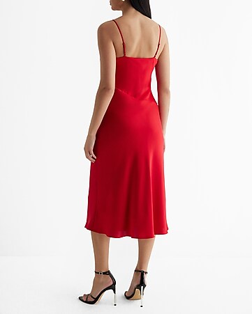  Trjgtas Womens Dresses Red Dresses for Women Wedding Guest  Dresses for Women Swiss Dot Ruched Bust Cami Dress (Color : Red, Size : X- Large) : Clothing, Shoes & Jewelry