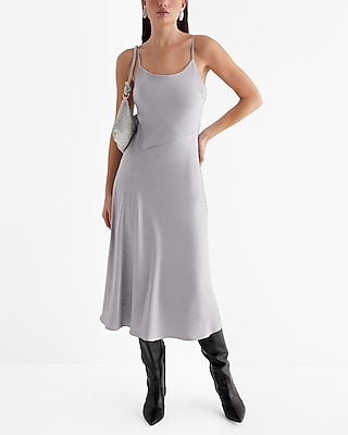 Satin Scoop Neck Midi Downtown Cami Slip Dress