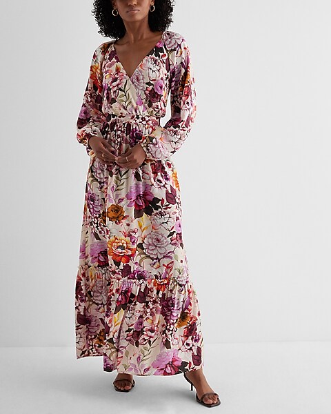 Floral Long Sleeve Tiered Maxi Dress