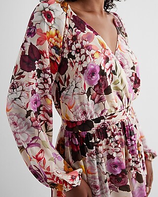 Floral Long Sleeve Tiered Maxi Dress | Express