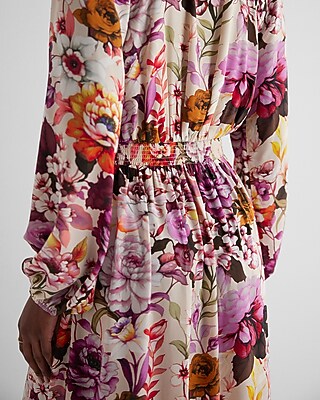 Floral Long Sleeve Tiered Maxi Dress | Express