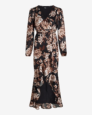 Floral Surplice Ruffle Hi-lo Maxi Dress | Express