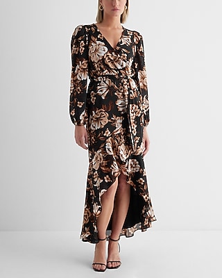 Faux Wrap Dress Chelsea Dresses Nordstrom Floral Surplice Ruffle Hi-lo Maxi  Dress Express