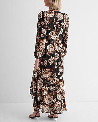 Floral Surplice Ruffle Hi-lo Maxi Dress | Express