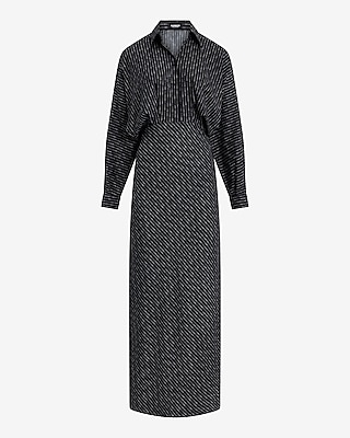 Printed Half Button Up Portofino Maxi Shirt Dress