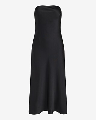 Satin Strapless Midi Slip Dress | Express