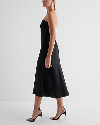 Satin Strapless Midi Slip Dress | Express