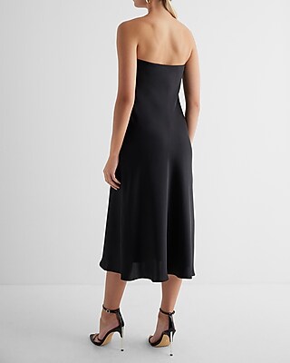 Satin Strapless Midi Slip Dress | Express