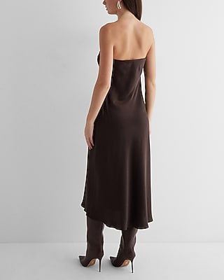 Satin Strapless Midi Slip Dress
