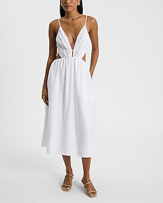 V-neck Sleeveless Cutout Midi Dress