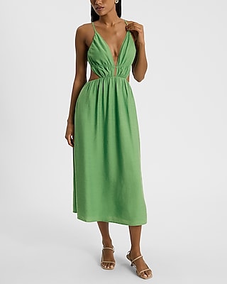 V-Neck Sleeveless Cutout Midi Dress