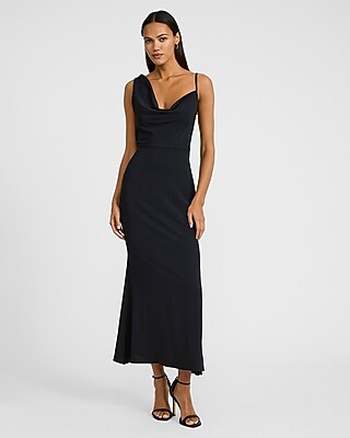 Sleeveless Asymmetrical Cowl Neck Maxi Dress | Express