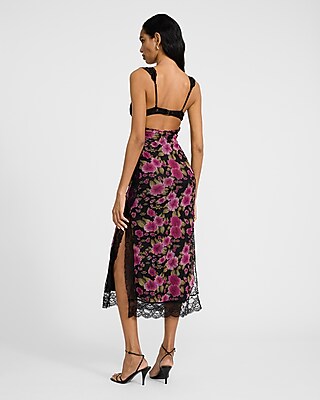 Floral Mesh Lace Sleeveless Cutout Midi Dress | Express