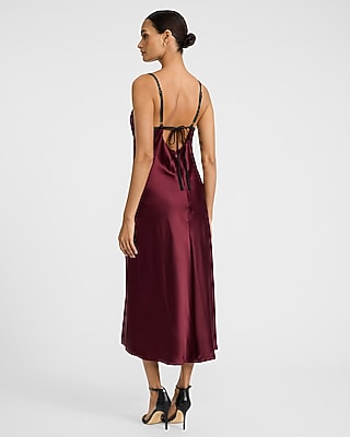 Satin Tipped Scoop Neck Sleeveless Midi Dress