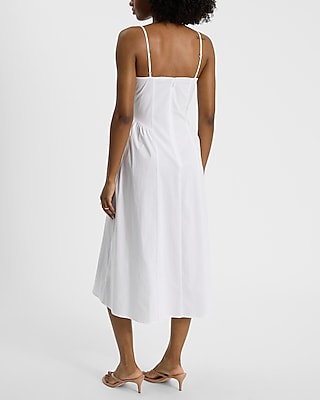 Sleeveless Ruched Midi Fit and Flare Dress