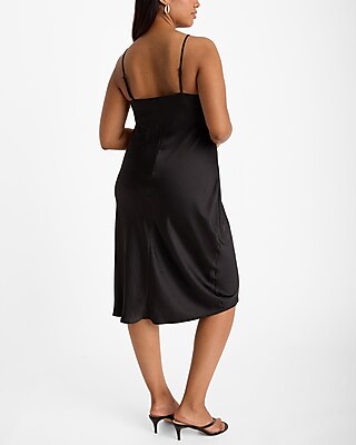 Lace Trim Satin Midi Dress