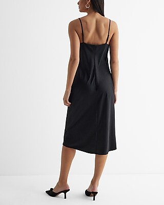 Lace Trim Satin Midi Dress