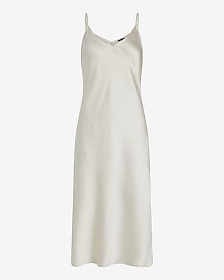 Satin V-Neck Downtown Cami Midi Slip Dress