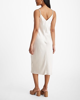 Satin V-Neck Downtown Cami Midi Slip Dress