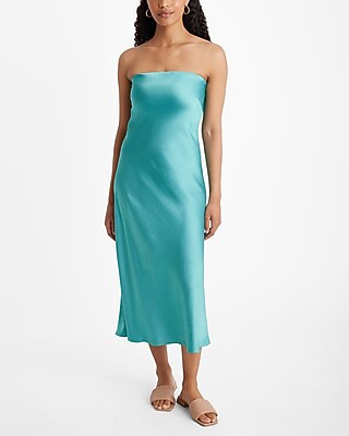 Satin Strapless Midi Slip Dress