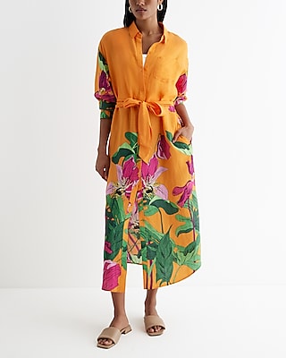 Floral Boyfriend Portofino Maxi Shirt Dress | Express