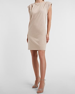 Soft Padded Shoulder T-shirt Dress | Express