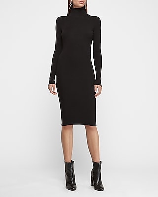 mock neck midi sweater dress