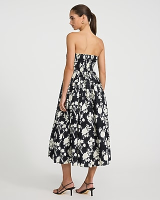 Floral Strapless Smocked Back Midi Dress - image 2