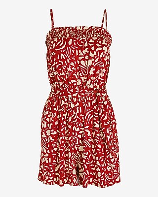 Printed Square Neck Sleeveless Tie Waist Romper - image 5