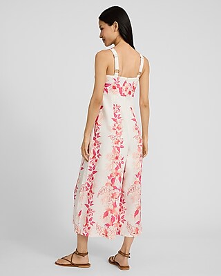 Floral Linen-Blend Wide Leg Jumpsuit