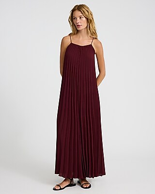 Pleated Halter Neck Tie Back Jumpsuit