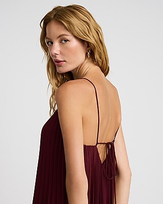 Pleated Halter Neck Tie Back Jumpsuit