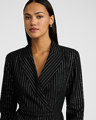Prinstripe Long Sleeve Blazer Romper