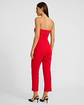 Strapless Fold Over Sweetheart Tapered Leg Jumpsuit | Express