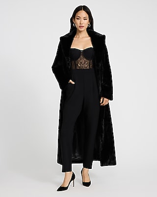 Lace Strapless Corset Tapered Leg Jumpsuit with Pockets