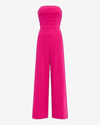 Strapless Ruched Wide Leg Jumpsuit