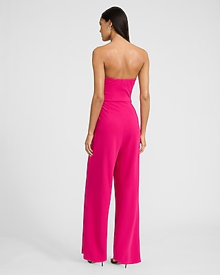 Strapless Ruched Wide Leg Jumpsuit