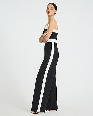 Color Block Square Neck Sleeveless Wide Leg Jumpsuit