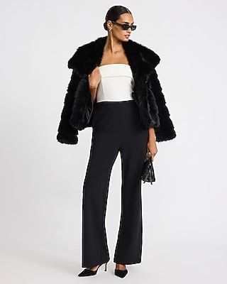 Color Block Crepe Strapless Flare Trouser Jumpsuit with Pockets