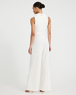 Cowl Neck Sleeveless Wide Leg Jumpsuit with Pockets