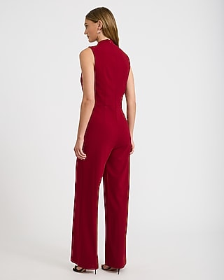 Mock Neck Draped Wide Leg Jumpsuit