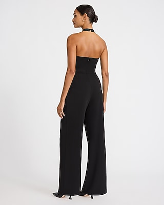 Halter Keyhole Drop Waist Wide Leg Jumpsuit
